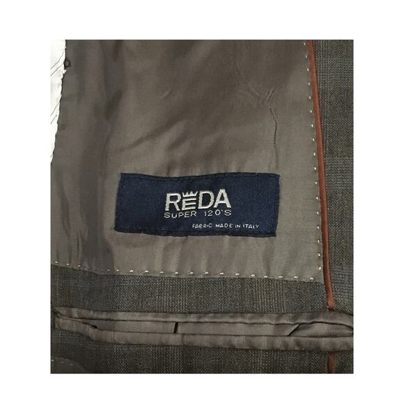 Tasso Elba Men’s Blazer 40R Brown Plaid – Reda Super 120s 100% Pure New Wool - Picture 7 of 16